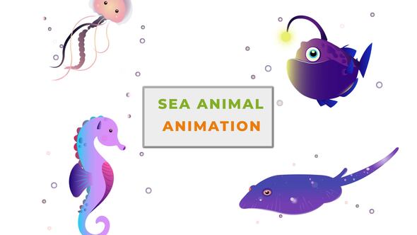 Aquatic Sea Animals Animation Scene