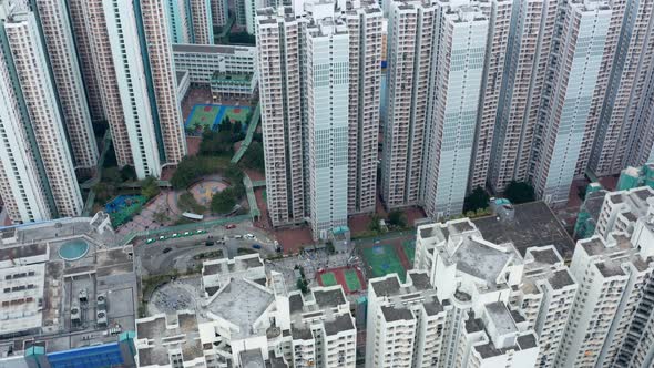 Aerial view of Hong Kong residential city 