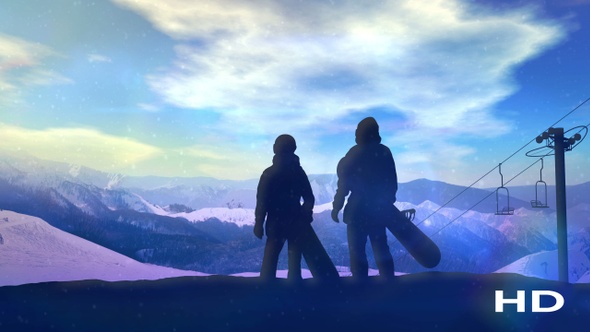 A Pair Of Snowboarders Standing On The Slope