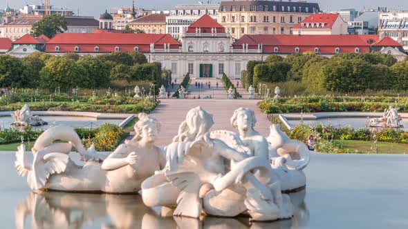 Belvedere Palace with Beautiful Floral Garden Timelapse Vienna Austria