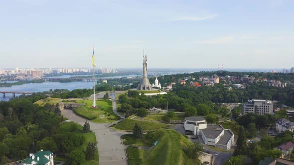 Aerial View of the Mother Motherland Monument in Kiev