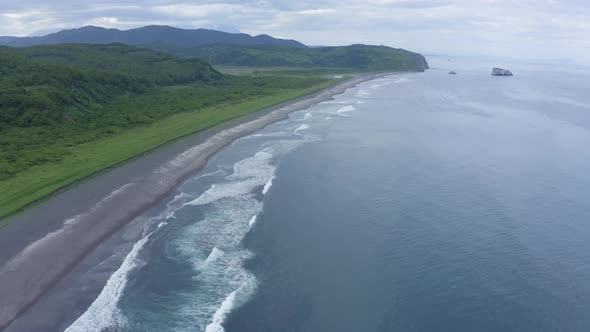 Khalaktyrsky Beach with Black Sand on Kamchatka Peninsula Russia Pacific Ocean