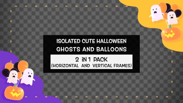Isolated Cute Halloween Ghosts And Balloons Frame Pack