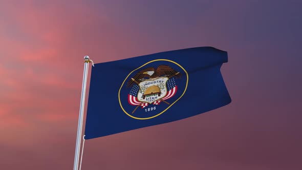 Flag Of Utah Waving 4k