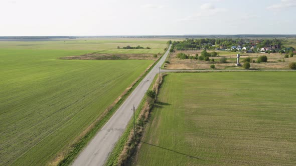 Bird'seye View of a Small Country Road