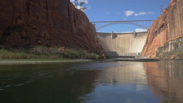 Colorado River with the Hoover Dam and a bridge