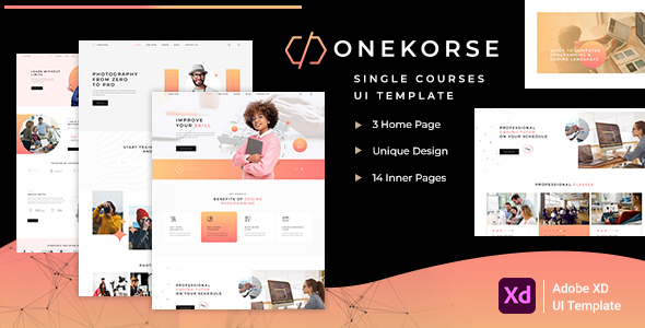 Onekorse - Single Online Course Adobe XD Template