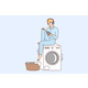 Smiling Guy Listen to Music Wait for Laundry - GraphicRiver Item for Sale