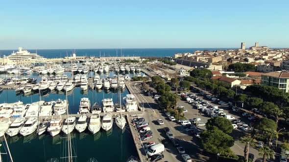 Aerial shot of Beautiful Yacht pier