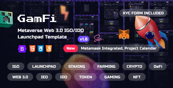 GamFi - Metaverse Web3 IGO Launchpad HTML5 Template
