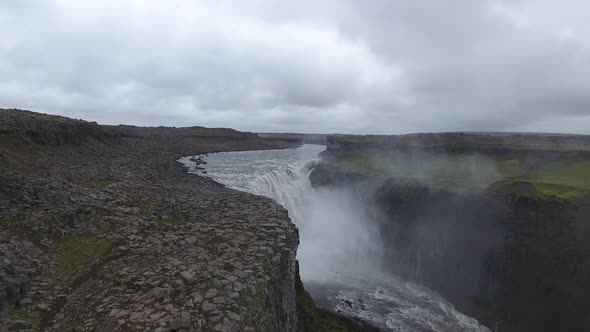 Dettifoss waterfall from the drone (Iceland)