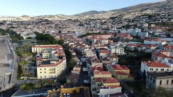 Aerial view of Funchal Old Town on Madeira island, Portugal