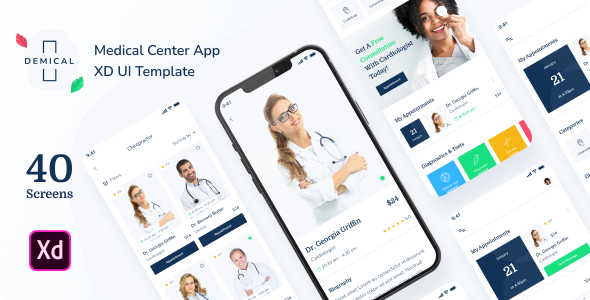 Demical - Medical Center App XD UI Template