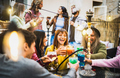 Trendy people having fun time enjoying cocktails at shisha bar - PhotoDune Item for Sale