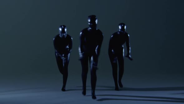 Three Talented Female Dancers Dancing Wearing Black