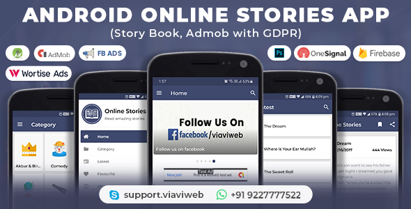 Android Online Stories App (Story Book, Admob with GDPR)