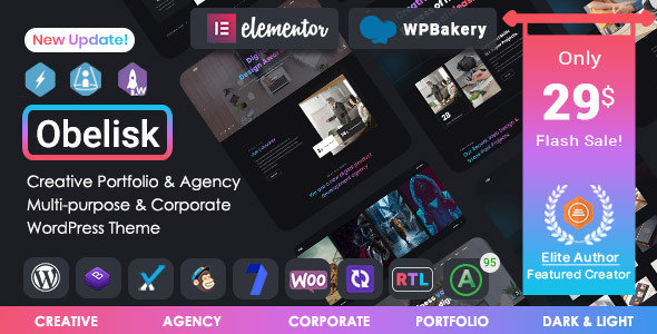 Obelisco - Cartera de agencia y tema creativo de WordPress