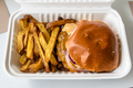 Top view of burger with french fries - PhotoDune Item for Sale