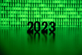 Year 2023 backlit by green binary code - PhotoDune Item for Sale