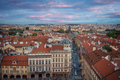 Aerial view of Malostranske Namesti Square at sunset with Lesser Town Bridge Tower - Prague, Czechia - PhotoDune Item for Sale