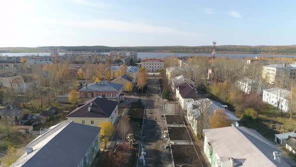 Aerial view of Reconstruction of a pedestrian boulevard in a provincial town 05