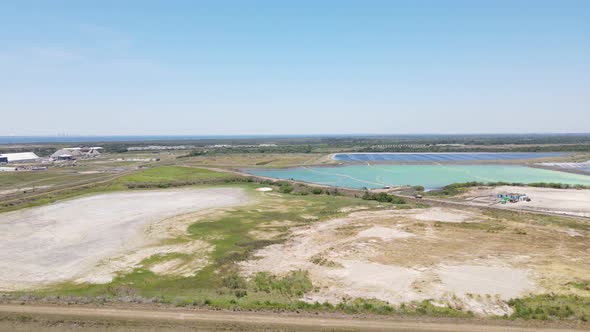 Phosphate pool containment at Piney Point industrial mining area after a near large scale accident