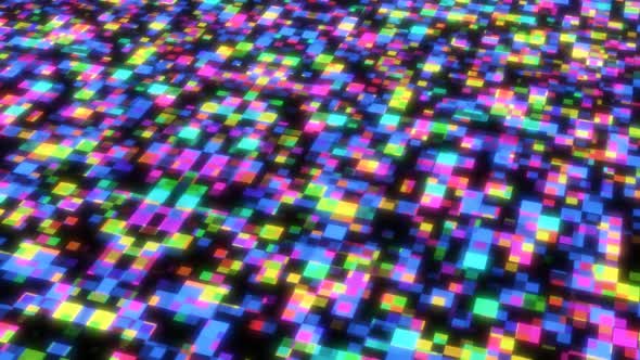 Rainbow Spectrum Square Dots Moving Flashing Digital Pattern Glowing