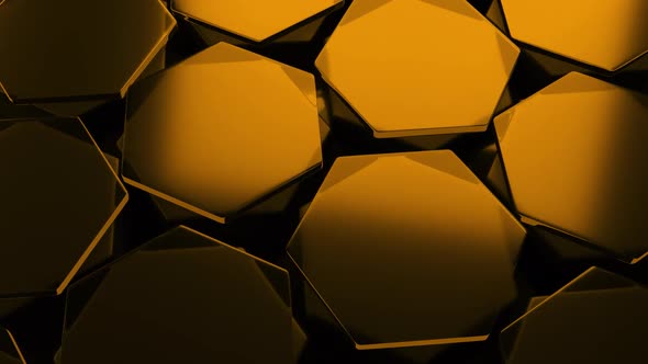 3D Rotating Hexagon Yellow Background