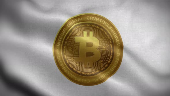 Bitcoin White Flag Flag Loop Background 4K