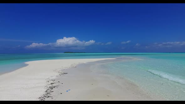 Aerial top view landscape of paradise lagoon beach wildlife by aqua blue sea with bright sand backgr