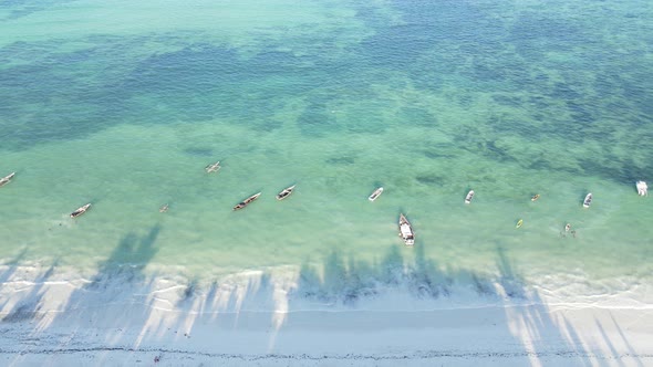 Boats in the Ocean Near the Coast of Zanzibar Tanzania