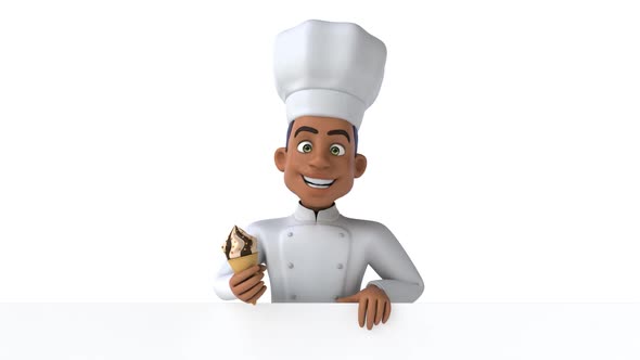 Fun 3D cartoon chef with an Ice Cream