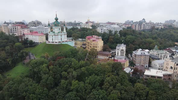 Cityscape of Kyiv, Ukraine. Aerial View, Slow Motion