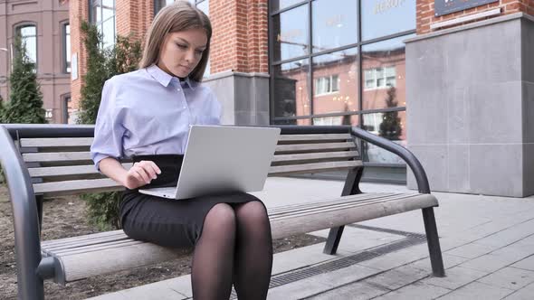 Outdoor Sitting Woman Leaving to Office for Interview