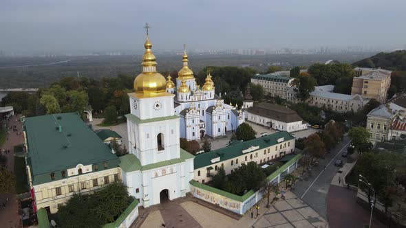 Kyiv, Ukraine Aerial View in Autumn : St. Michael's Golden-Domed Monastery. Kiev