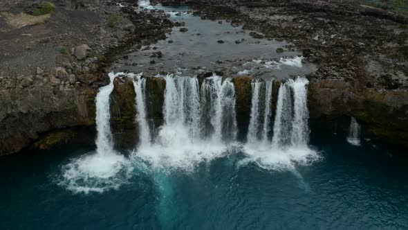 Overhead View of Aldeyjarfoss Waterfall in Northern Iceland