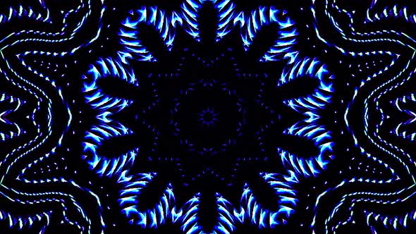 abstract blue floral line, black background