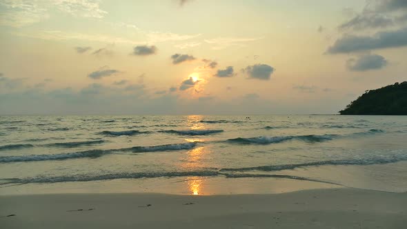 Beautiful sunset on the tropical beach and sea