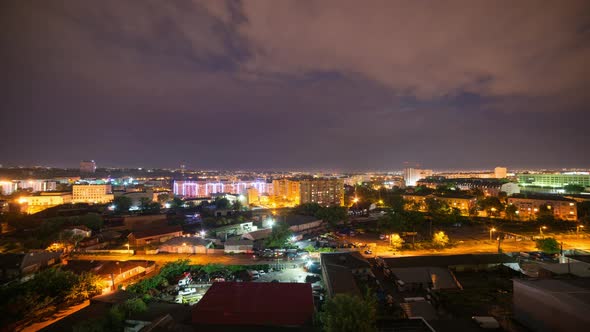 Night Time Lapse of the Clouds Over Buildings of Kharkov City