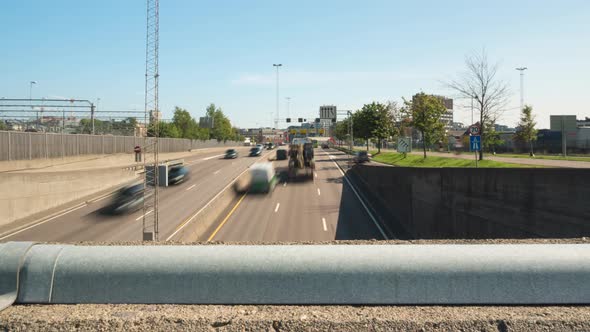 Time lapse, busy European motorway junction flyover