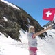 Woman on Diavolezza with Swiss Flag - VideoHive Item for Sale