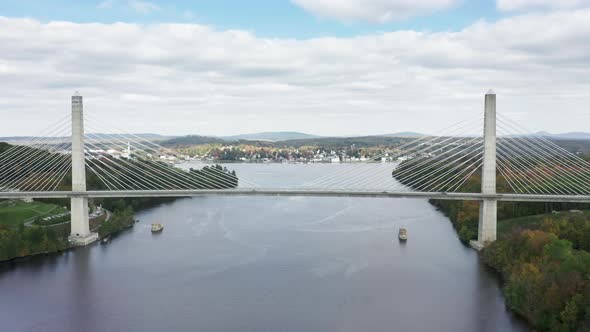 East Coast Landscapes America Aerial  Drone View Penobscot Bridge Structure