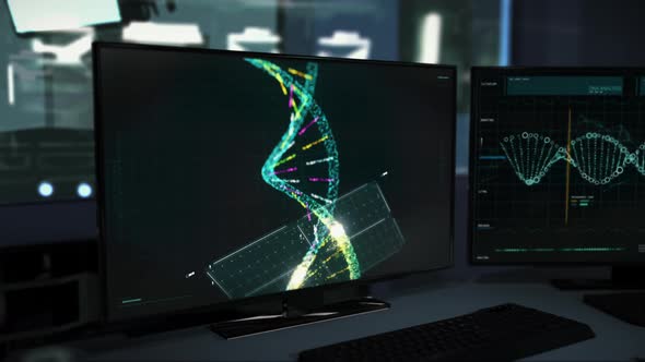 Microscopic study of the DNA double helix cells for medical science research alt