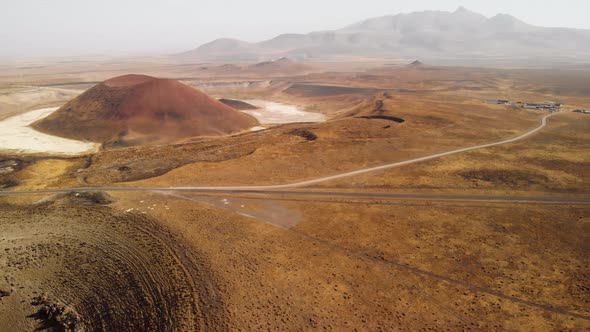 Panoramic Aerial View of Volcano Caldera on Mars