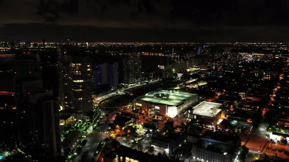 Night Aerial Miami Beach 5th Street And Alton West Avenue