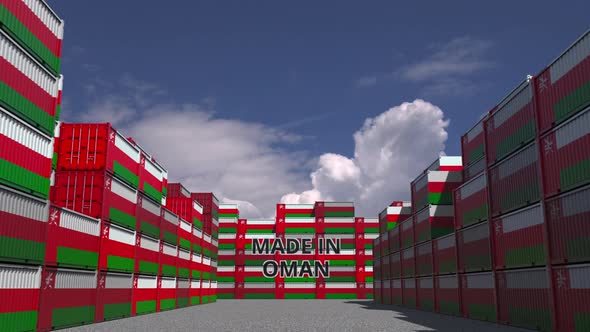 Containers with MADE IN OMAN Text and National Flags alt