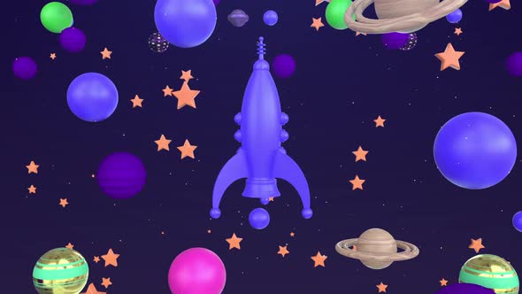 Toy Planets Rocket Background