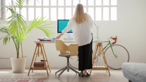 Freelancer Work at Home in Hipster Loft Apartment