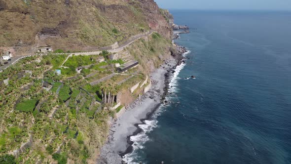 Views of the beach in Ponta Do Sol, Madeira. Shot on DJI.