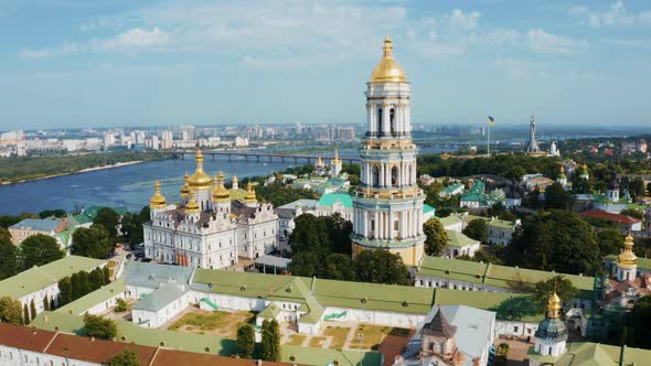 Magical Aerial View of the Kiev Pechersk Lavra Monastery